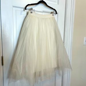 Anthropologie Cream Tulle Skirt